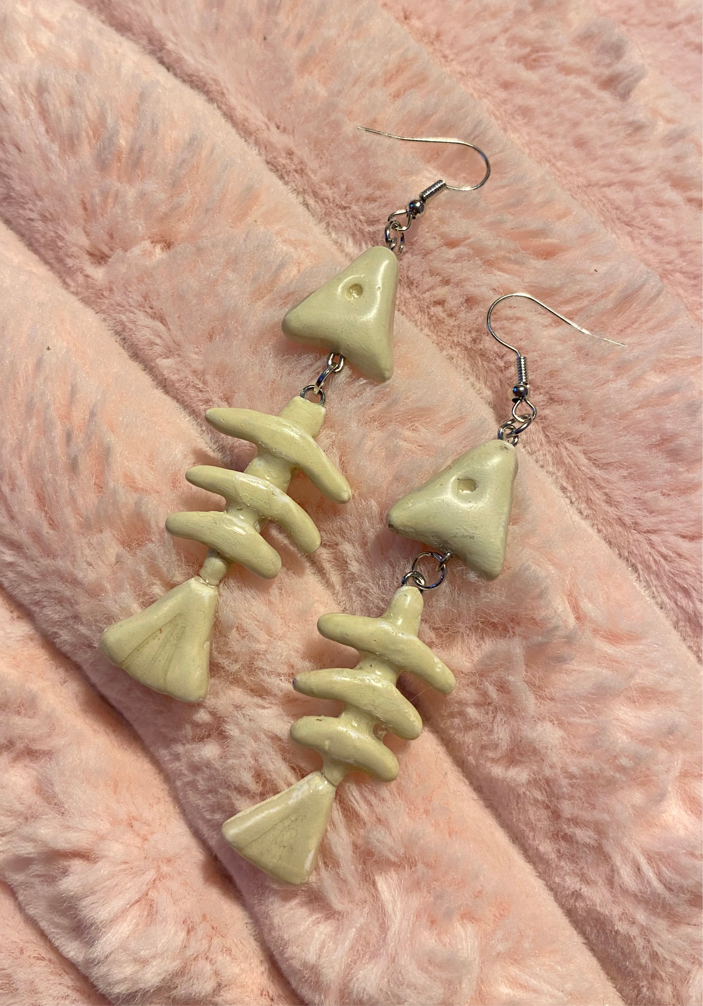Handmade fish bone earrings